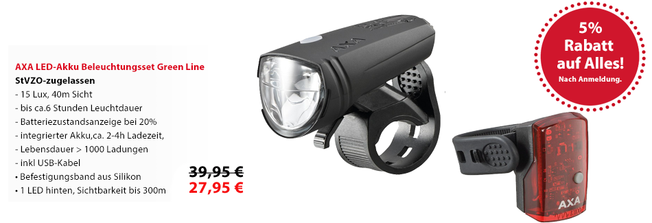 Angebot AXA LED-Akku Beleuchtungsset Green Line 15 