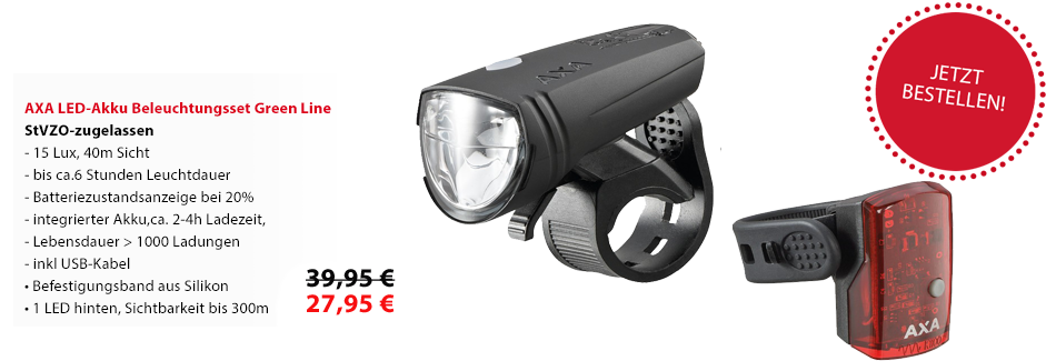 Angebot AXA LED-Akku Beleuchtungsset Green Line 15 